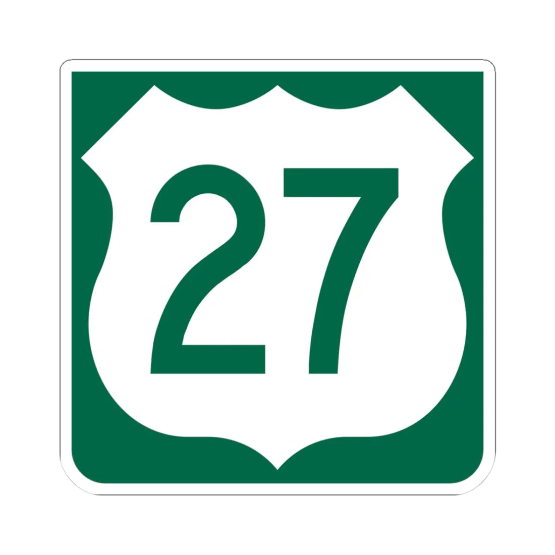 US 27 FL reversed (Florida) (Road Sign) STICKER Vinyl Kiss-Cut Decal 3 Inch White - The Sticker Space