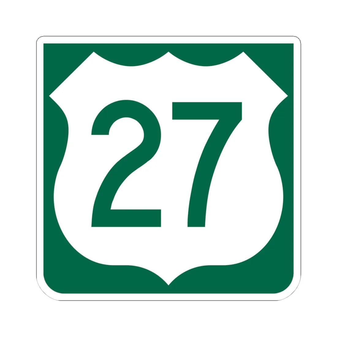 US 27 FL reversed (Florida) (Road Sign) STICKER Vinyl Kiss-Cut Decal 4 Inch White - The Sticker Space