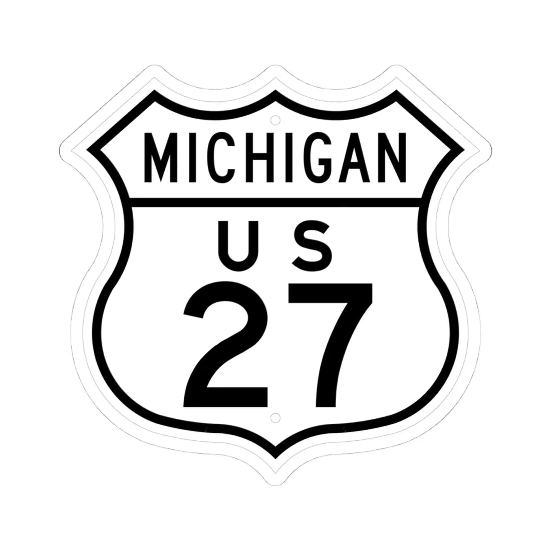 US 27 Michigan 1948 (Michigan) (Road Sign) STICKER Vinyl Kiss-Cut Decal 4 Inch White - The Sticker Space
