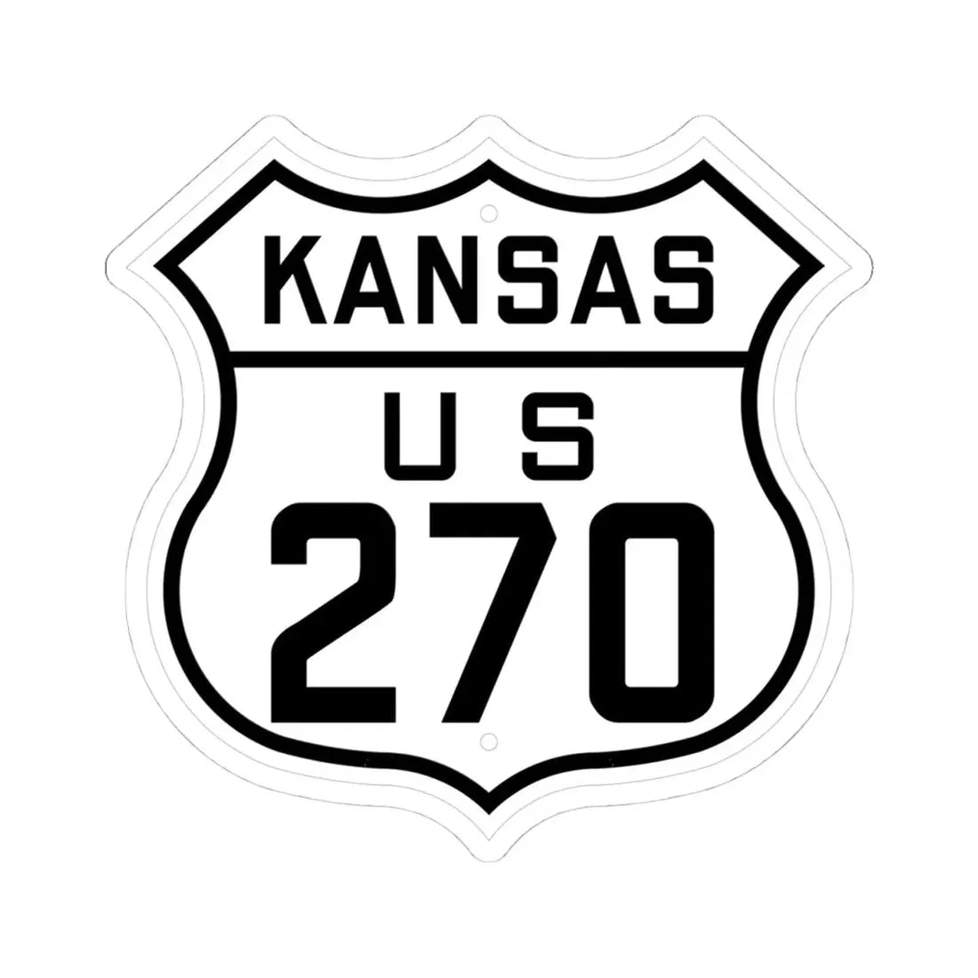 US 270 Kansas 1926 (Kansas) (Road Sign) STICKER Vinyl Kiss-Cut Decal 4 Inch White - The Sticker Space