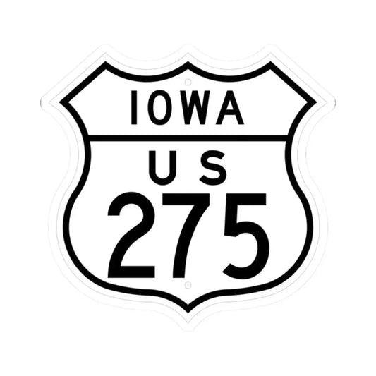 US 275 Iowa 1948 (Iowa) (Road Sign) STICKER Vinyl Kiss-Cut Decal 2 Inch White - The Sticker Space