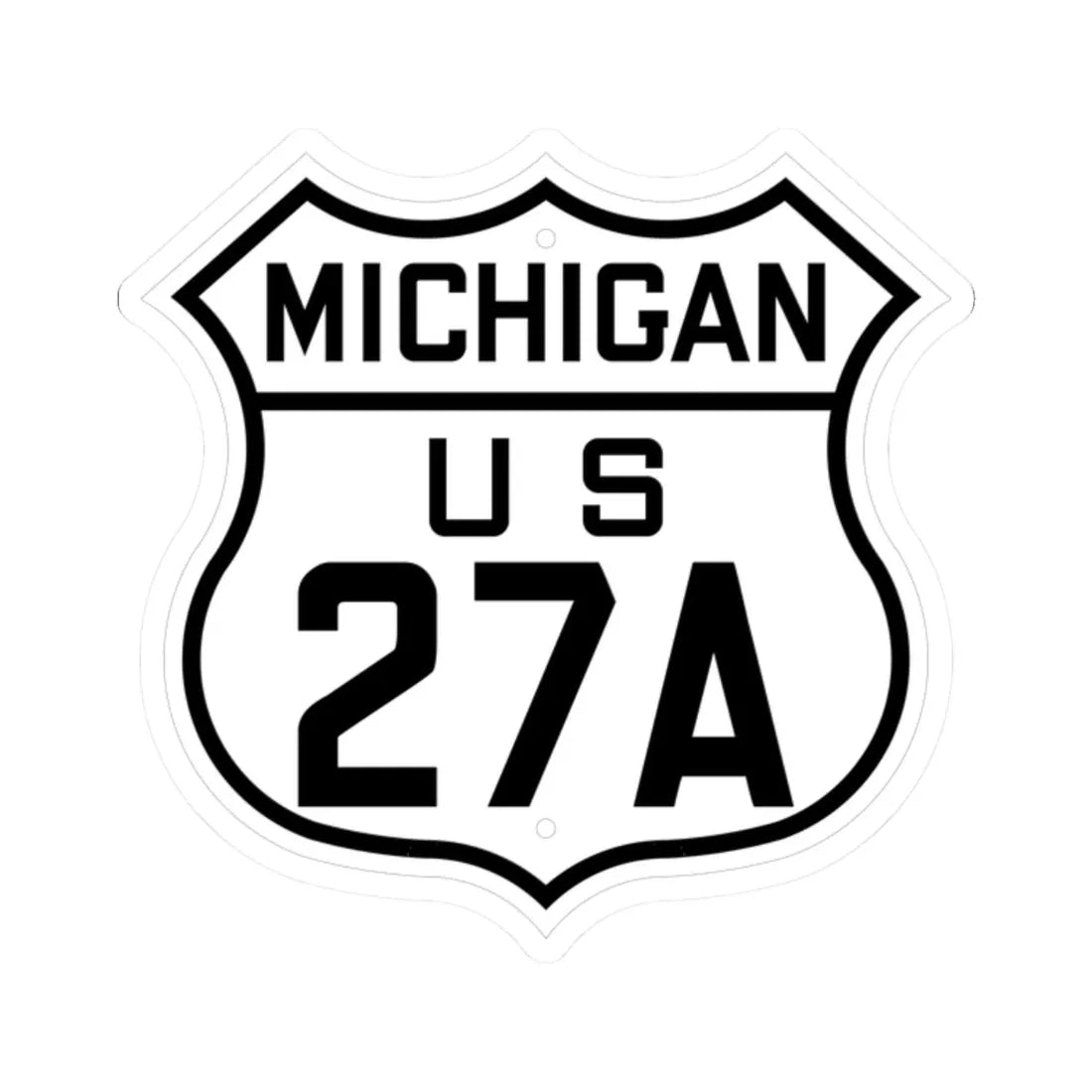 US 27A Michigan 1926 (Michigan) (Road Sign) STICKER Vinyl Kiss-Cut Decal 2 Inch White - The Sticker Space
