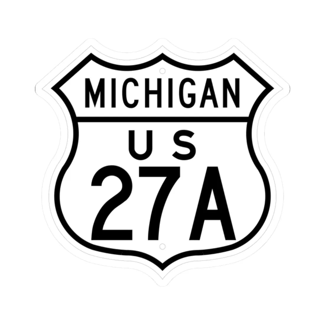 US 27A Michigan 1948 (Michigan) (Road Sign) STICKER Vinyl Kiss-Cut Decal 2 Inch White - The Sticker Space