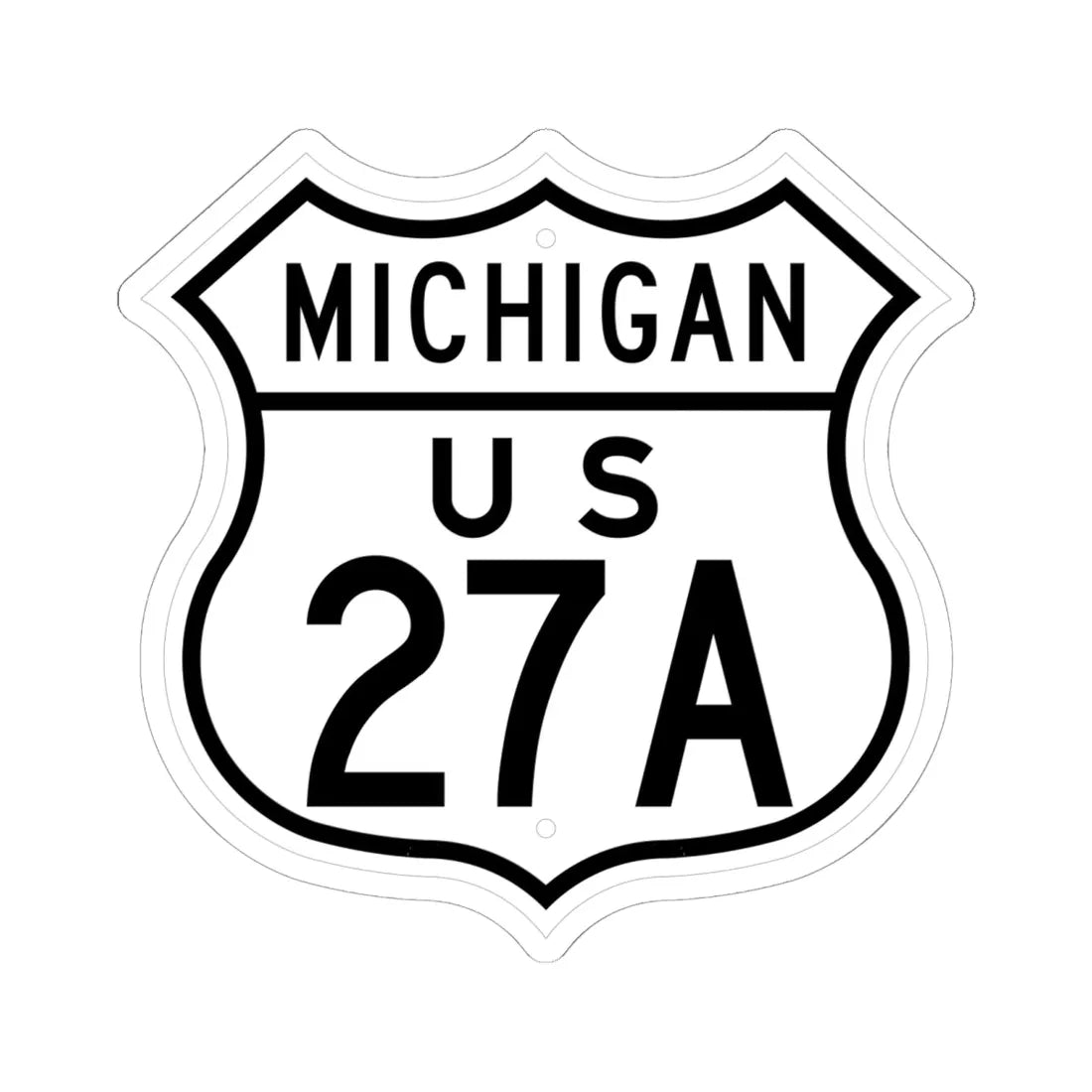 US 27A Michigan 1948 (Michigan) (Road Sign) STICKER Vinyl Kiss-Cut Decal 6 Inch White - The Sticker Space