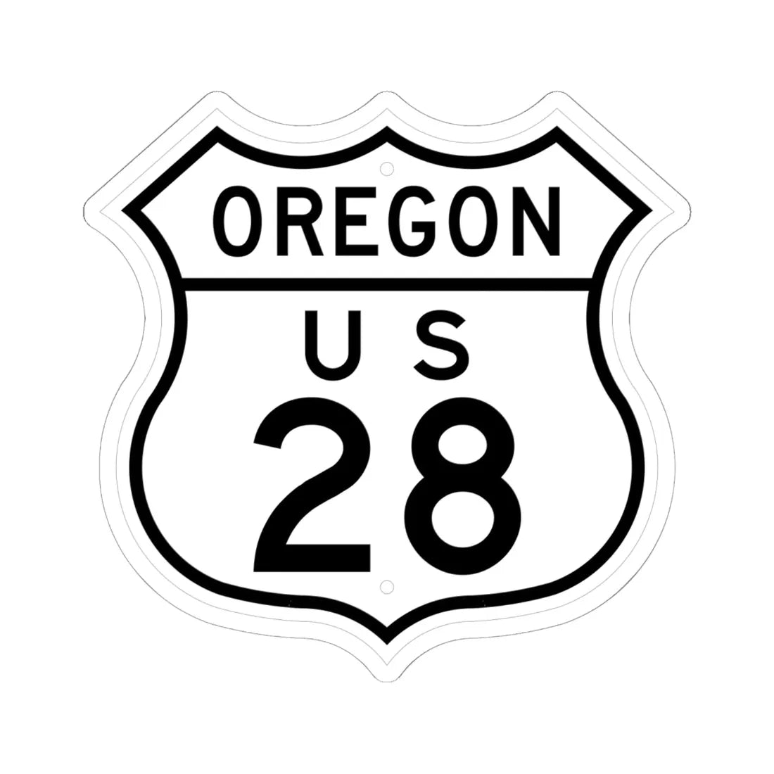 US 28 Oregon 1948 (Oregon) (Road Sign) STICKER Vinyl Kiss-Cut Decal 6 Inch White - The Sticker Space
