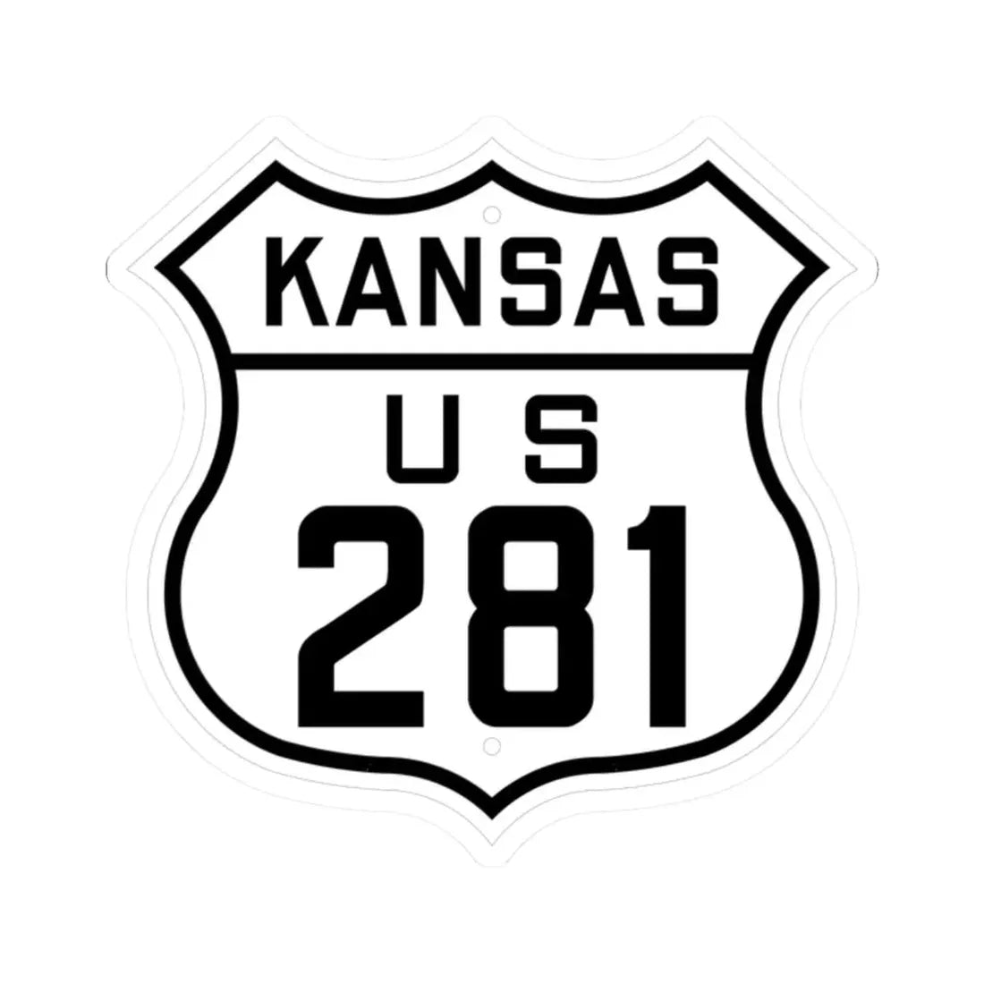 US 281 Kansas 1926 (Kansas) (Road Sign) STICKER Vinyl Kiss-Cut Decal 2 Inch White - The Sticker Space