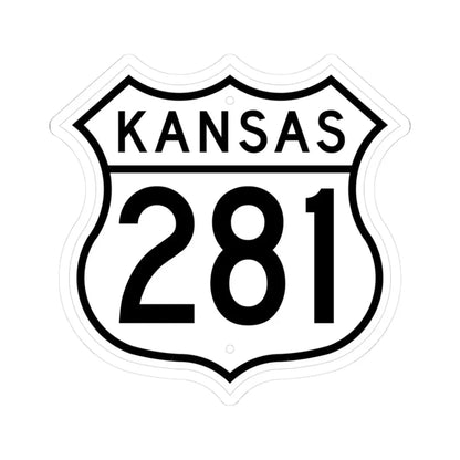 US 281 Kansas 1962 (Kansas) (Road Sign) STICKER Vinyl Kiss-Cut Decal 3 Inch White - The Sticker Space