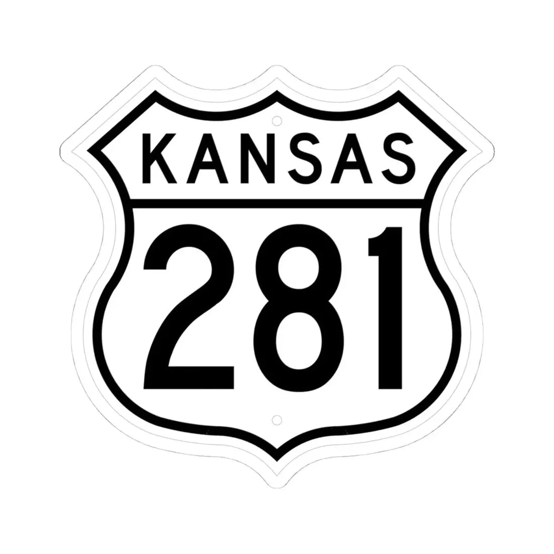 US 281 Kansas 1962 (Kansas) (Road Sign) STICKER Vinyl Kiss-Cut Decal 4 Inch White - The Sticker Space
