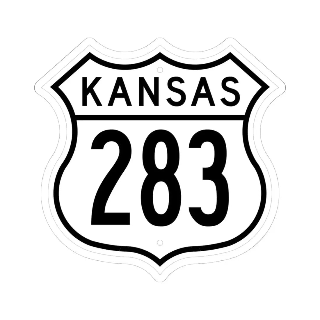 US 283 Kansas 1962 (Kansas) (Road Sign) STICKER Vinyl Kiss-Cut Decal 4 Inch White - The Sticker Space