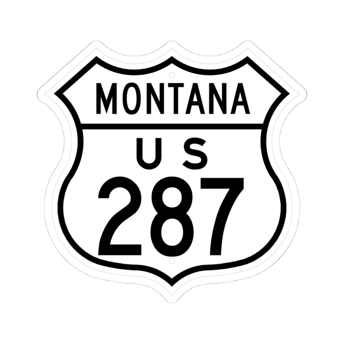 US 287 Montana 1948 (Montana) (Road Sign) STICKER Vinyl Kiss-Cut Decal 4 Inch White - The Sticker Space