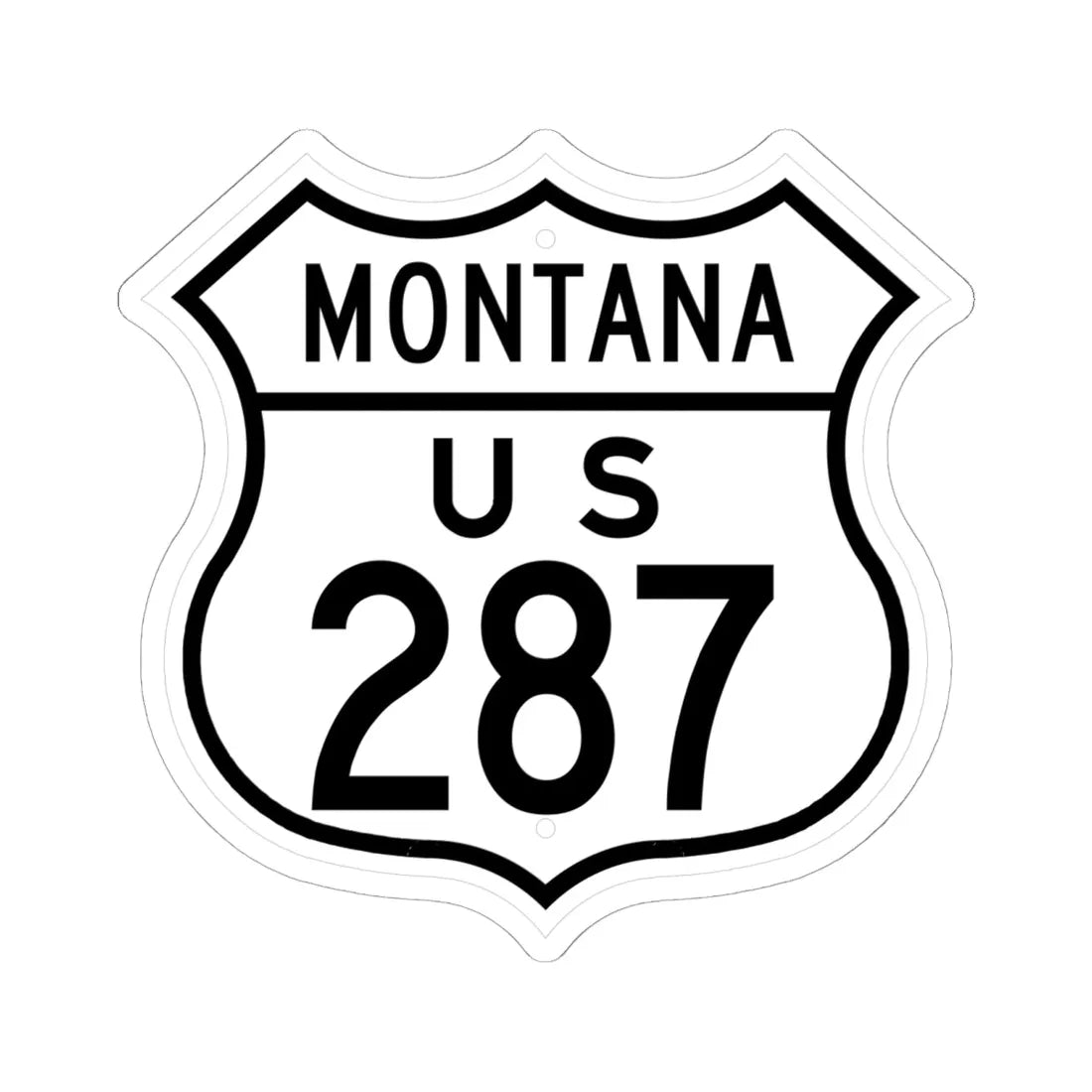 US 287 Montana 1948 (Montana) (Road Sign) STICKER Vinyl Kiss-Cut Decal 6 Inch White - The Sticker Space