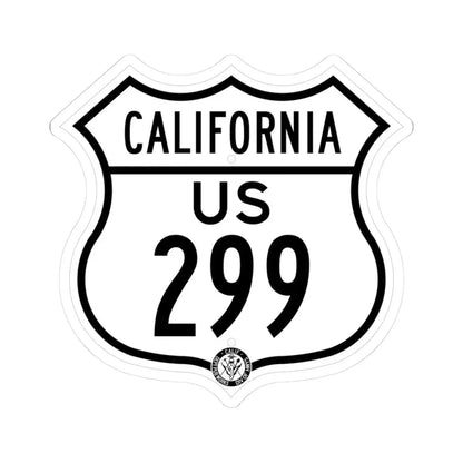 US 299 California 1948 (California) (Road Sign) STICKER Vinyl Kiss-Cut Decal 3 Inch White - The Sticker Space