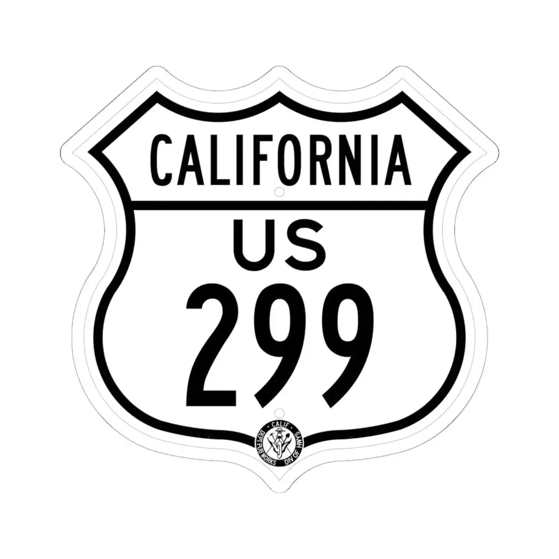 US 299 California 1948 (California) (Road Sign) STICKER Vinyl Kiss-Cut Decal 6 Inch White - The Sticker Space