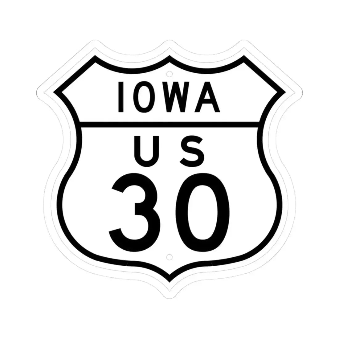 US 30 Iowa 1948 (Iowa) (Road Sign) STICKER Vinyl Kiss-Cut Decal 3 Inch White - The Sticker Space