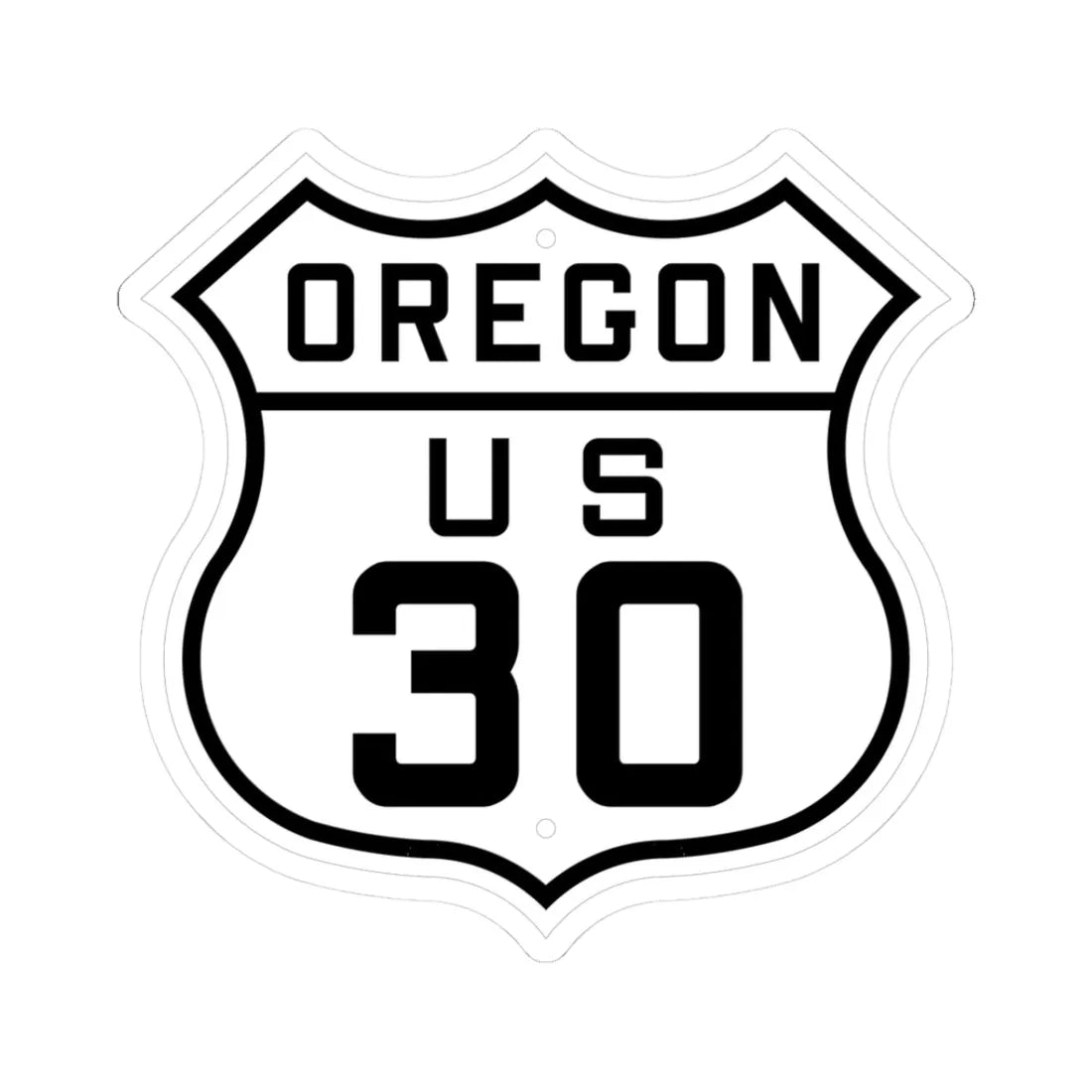 US 30 Oregon 1926 (Oregon) (Road Sign) STICKER Vinyl Kiss-Cut Decal 3 Inch White - The Sticker Space