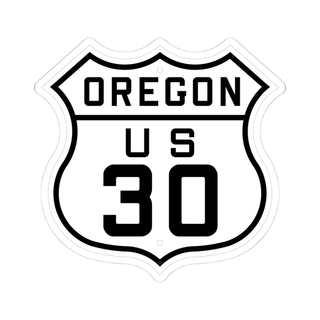 US 30 Oregon 1926 (Oregon) (Road Sign) STICKER Vinyl Kiss-Cut Decal 4 Inch White - The Sticker Space
