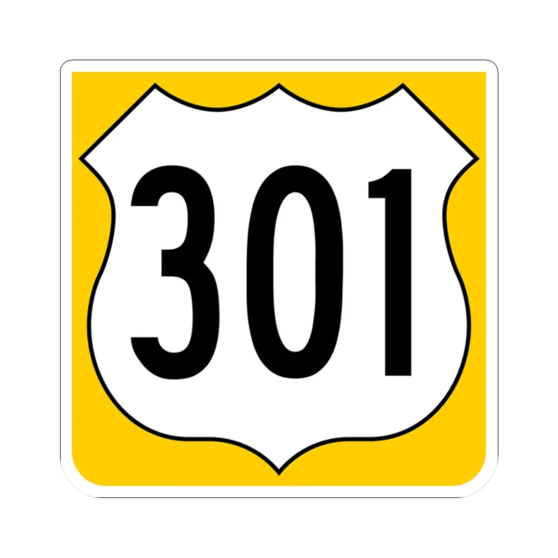 US 301 FL reversed (Florida) (Road Sign) STICKER Vinyl Kiss-Cut Decal 2 Inch White - The Sticker Space
