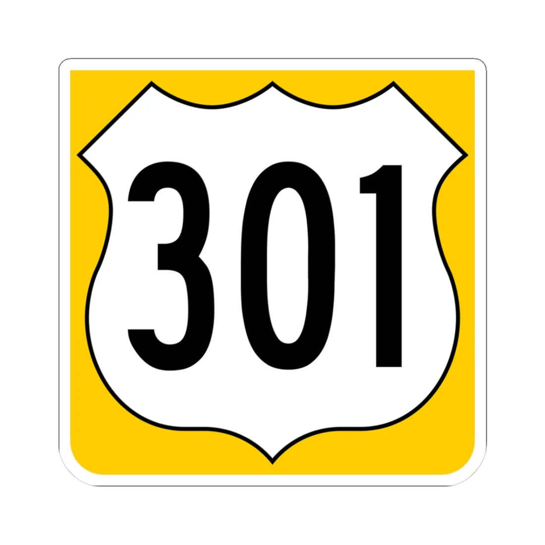 US 301 FL reversed (Florida) (Road Sign) STICKER Vinyl Kiss-Cut Decal 3 Inch White - The Sticker Space