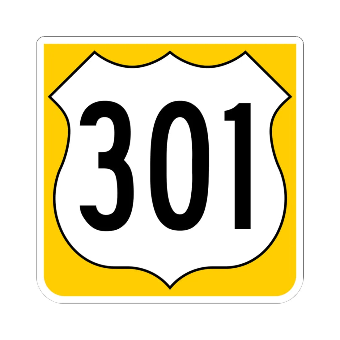 US 301 FL reversed (Florida) (Road Sign) STICKER Vinyl Kiss-Cut Decal 4 Inch White - The Sticker Space