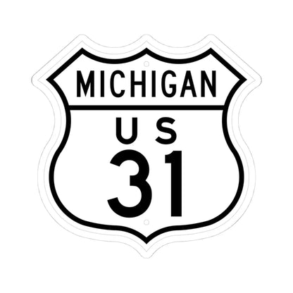 US 31 Michigan 1948 (Michigan) (Road Sign) STICKER Vinyl Kiss-Cut Decal 4 Inch White - The Sticker Space