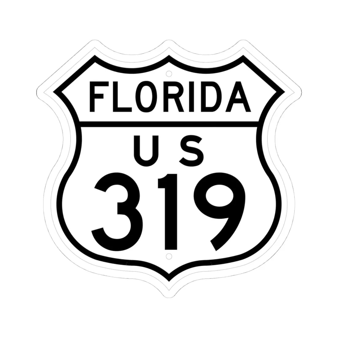 US 319 Florida 1948 (Florida) (Road Sign) STICKER Vinyl Kiss-Cut Decal 4 Inch White - The Sticker Space