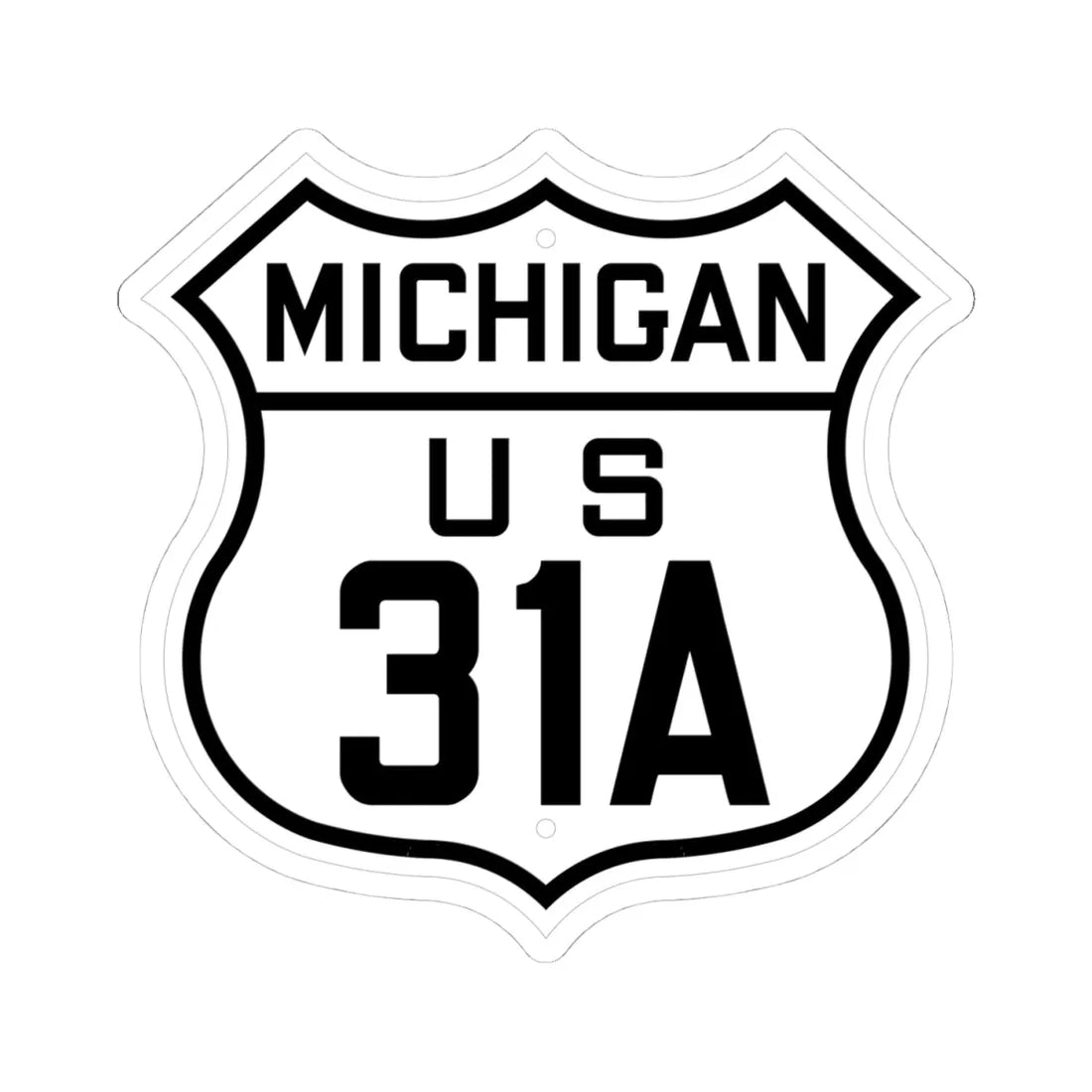 US 31A Michigan 1926 (Michigan) (Road Sign) STICKER Vinyl Kiss-Cut Decal 4 Inch White - The Sticker Space