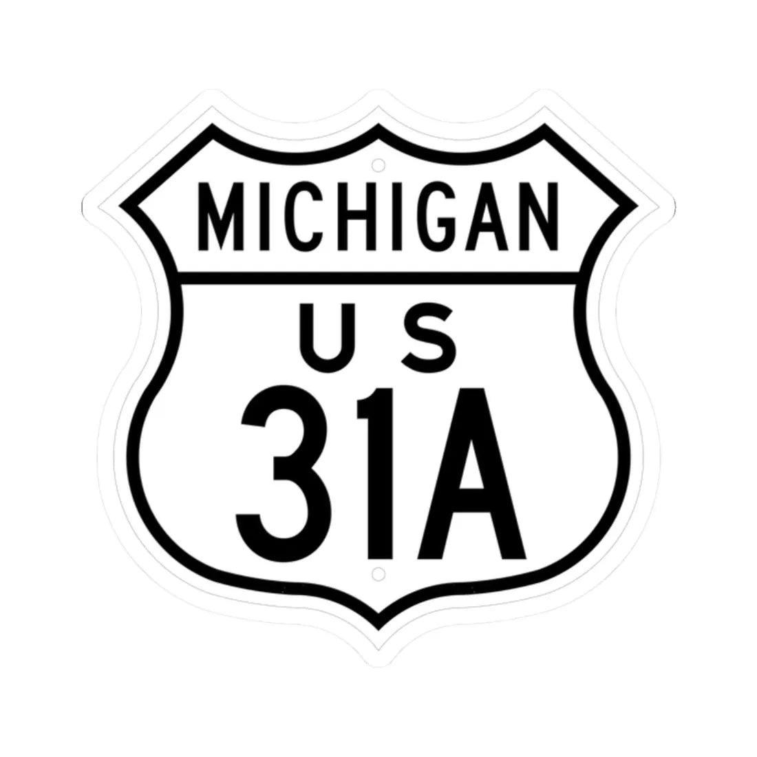 US 31A Michigan 1948 (Michigan) (Road Sign) STICKER Vinyl Kiss-Cut Decal 2 Inch White - The Sticker Space