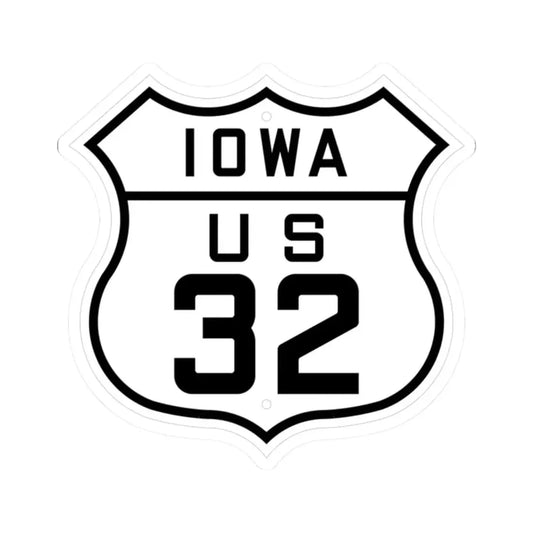 US 32 Iowa 1926 (Iowa) (Road Sign) STICKER Vinyl Kiss-Cut Decal 2 Inch White - The Sticker Space