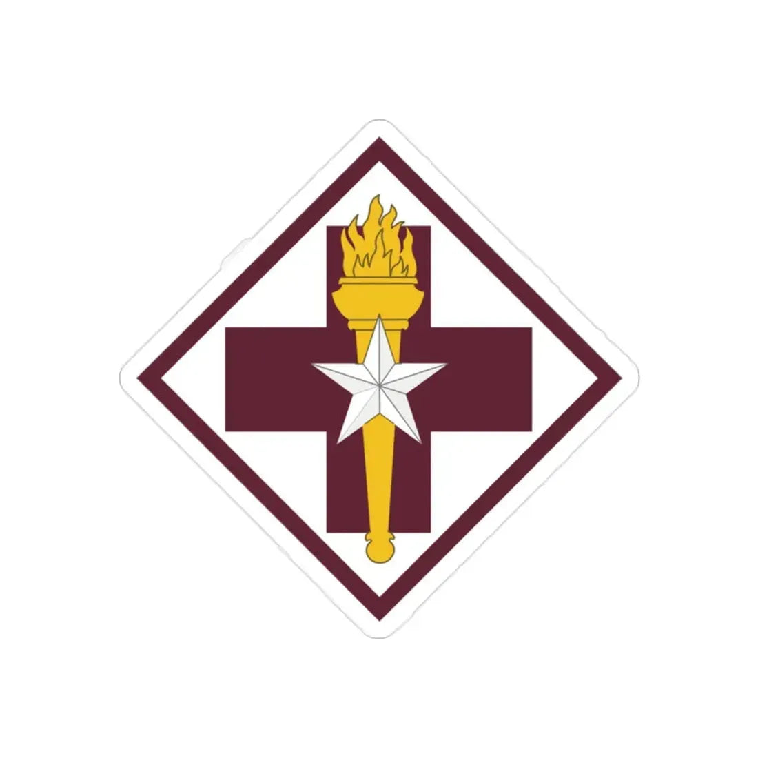 US 32nd Medical Brigade SSI (U.S. Army) REVERSE PRINT Transparent Die-Cut STICKER 2 Inch Die-Cut Transparent - The Sticker Space