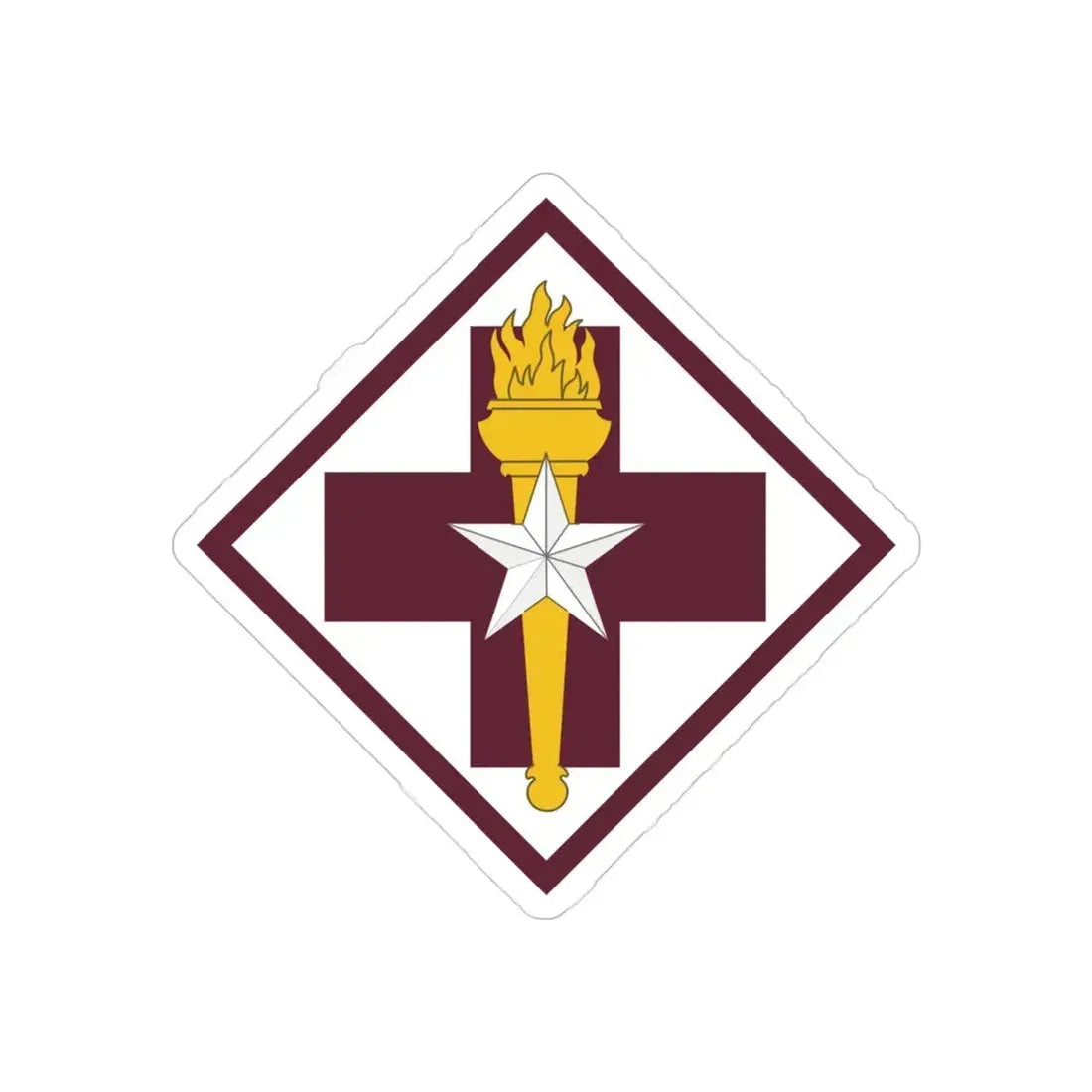 US 32nd Medical Brigade SSI (U.S. Army) REVERSE PRINT Transparent Die-Cut STICKER 4 Inch Die-Cut Transparent - The Sticker Space