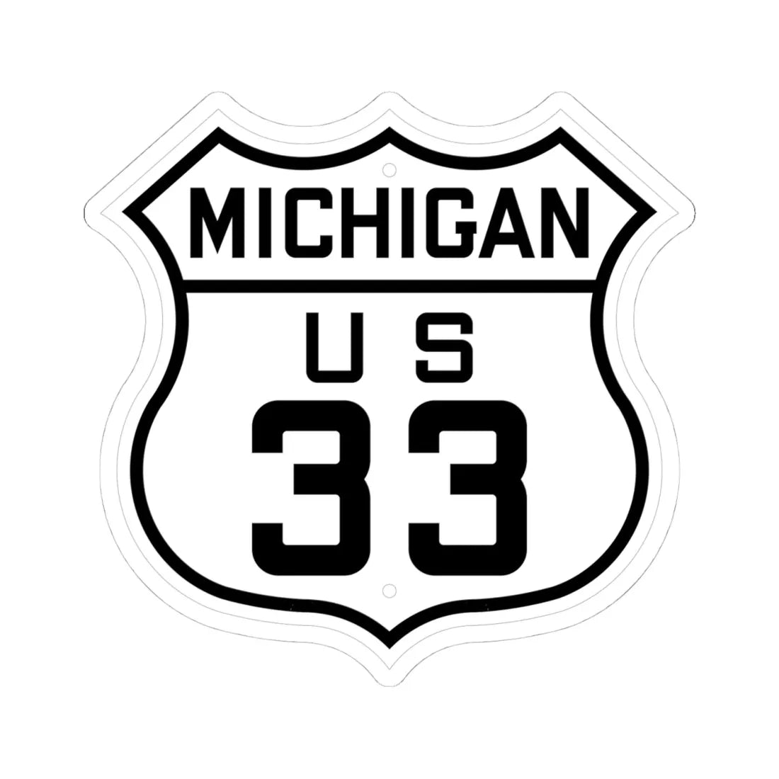 US 33 Michigan 1926 (Michigan) (Road Sign) STICKER Vinyl Kiss-Cut Decal 4 Inch White - The Sticker Space