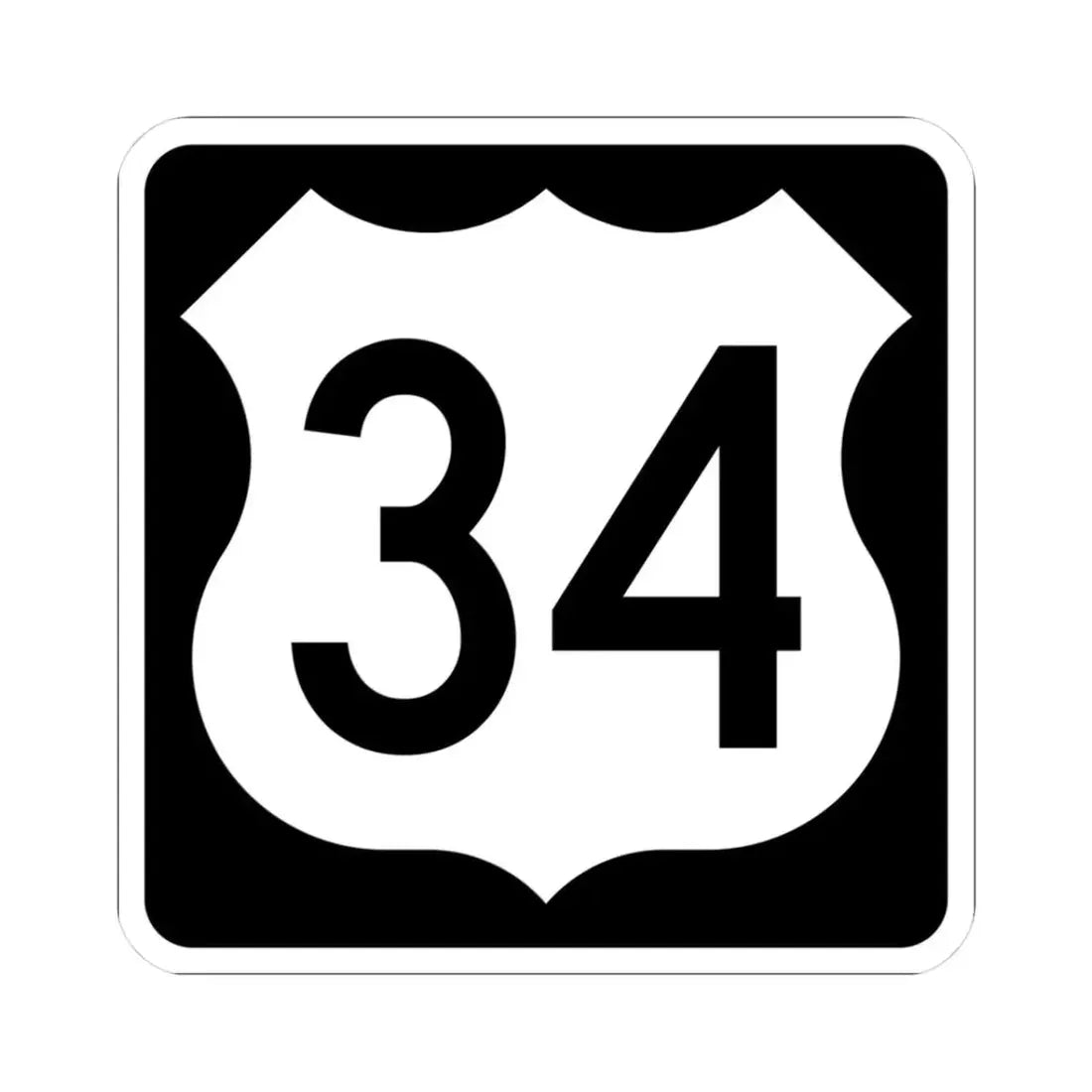US 34 IA (Iowa) (Road Sign) STICKER Vinyl Kiss-Cut Decal 3 Inch White - The Sticker Space