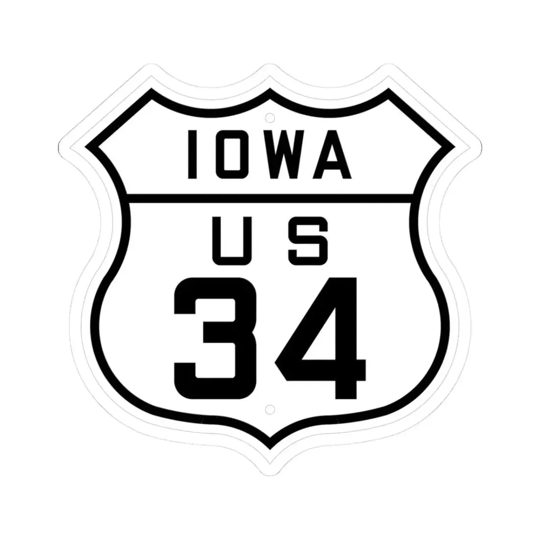 US 34 Iowa 1926 (Iowa) (Road Sign) STICKER Vinyl Kiss-Cut Decal 3 Inch White - The Sticker Space