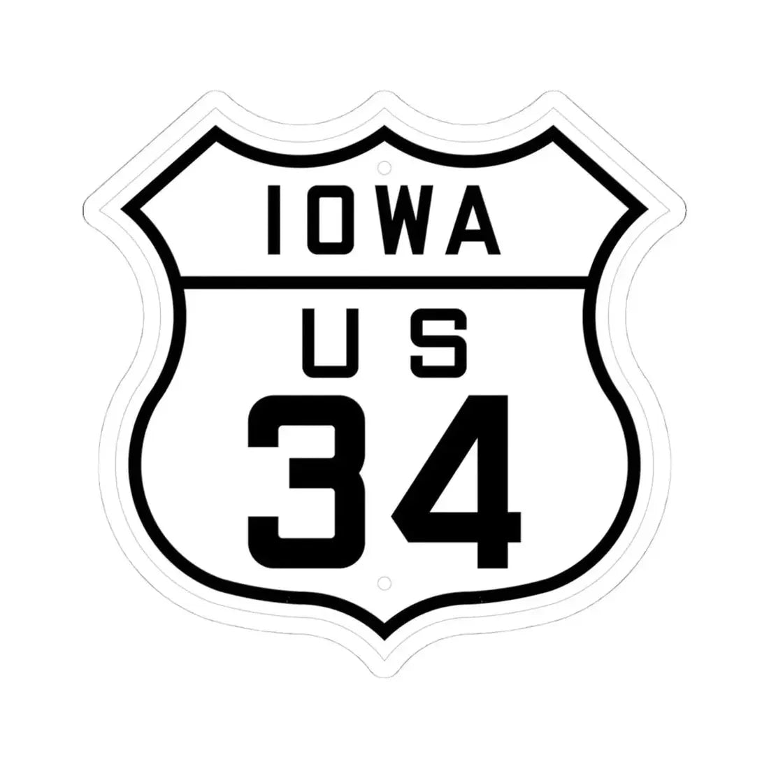 US 34 Iowa 1926 (Iowa) (Road Sign) STICKER Vinyl Kiss-Cut Decal 4 Inch White - The Sticker Space