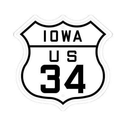 US 34 Iowa 1926 (Iowa) (Road Sign) STICKER Vinyl Kiss-Cut Decal 4 Inch White - The Sticker Space