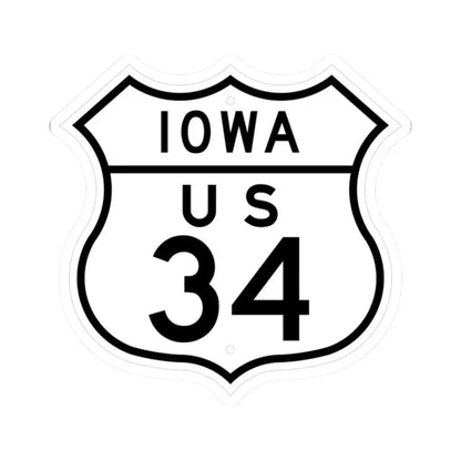 US 34 Iowa 1948 (Iowa) (Road Sign) STICKER Vinyl Kiss-Cut Decal 2 Inch White - The Sticker Space