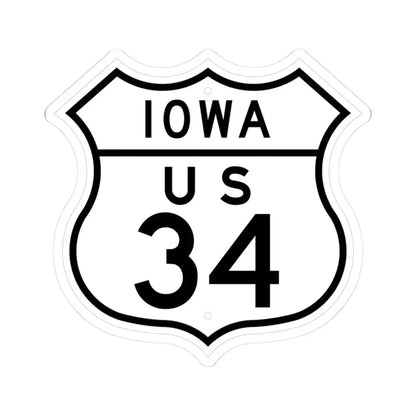 US 34 Iowa 1948 (Iowa) (Road Sign) STICKER Vinyl Kiss-Cut Decal 3 Inch White - The Sticker Space