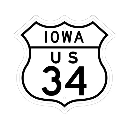 US 34 Iowa 1948 (Iowa) (Road Sign) STICKER Vinyl Kiss-Cut Decal 6 Inch White - The Sticker Space