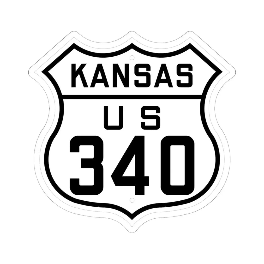US 340 Kansas 1926 (Kansas) (Road Sign) STICKER Vinyl Kiss-Cut Decal 6 Inch White - The Sticker Space
