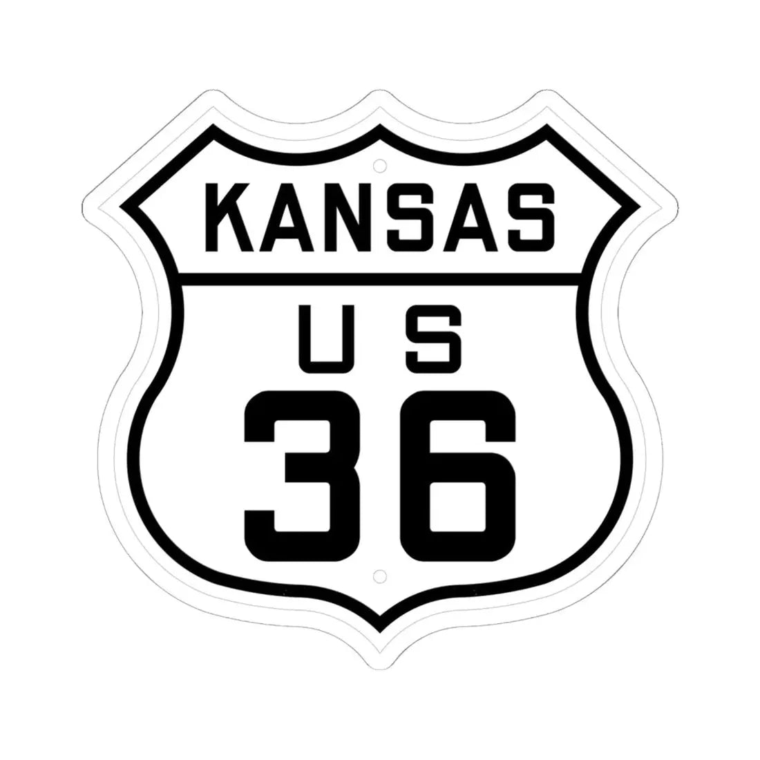 US 36 Kansas 1926 (Kansas) (Road Sign) STICKER Vinyl Kiss-Cut Decal 6 Inch White - The Sticker Space