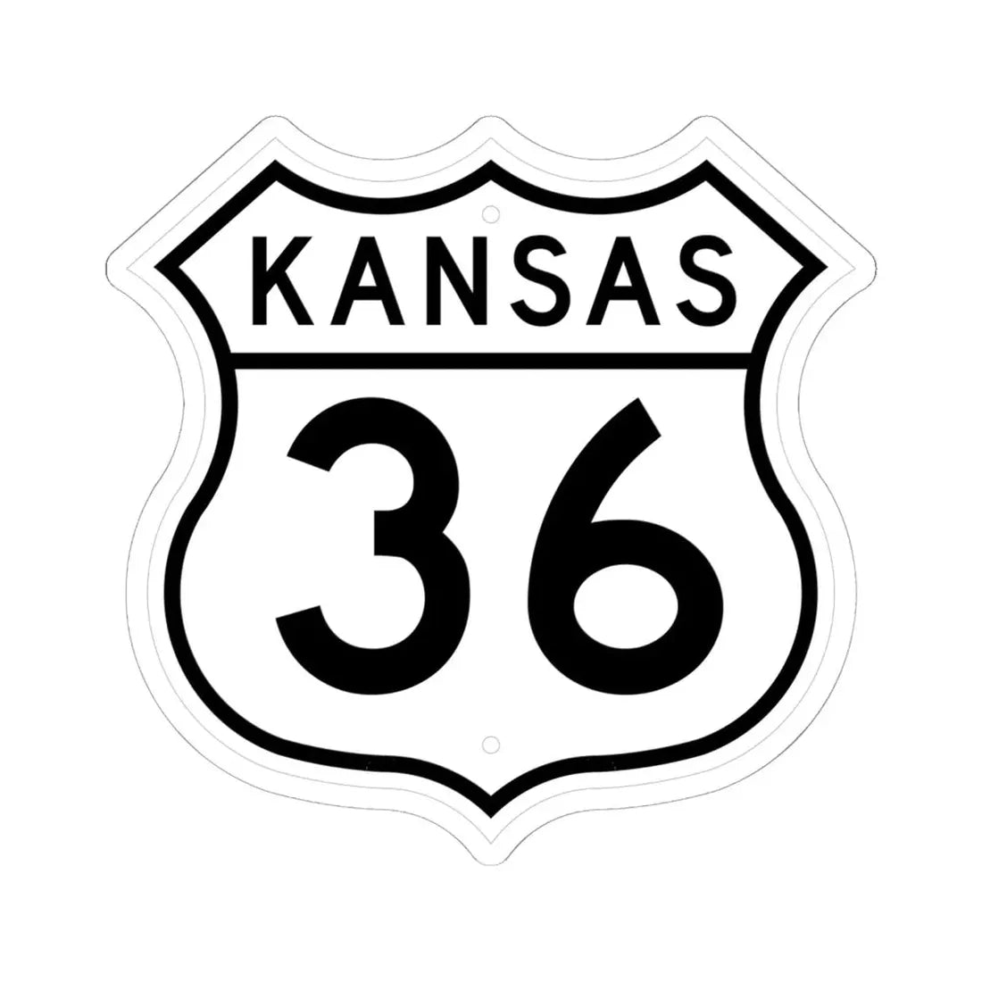 US 36 Kansas 1962 (Kansas) (Road Sign) STICKER Vinyl Kiss-Cut Decal 6 Inch White - The Sticker Space