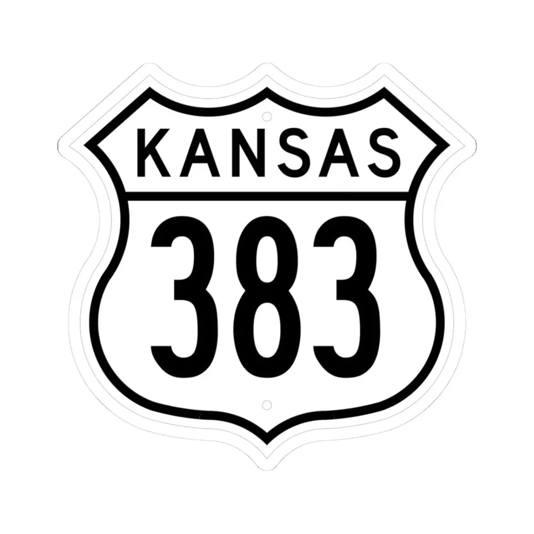 US 383 Kansas 1962 (Kansas) (Road Sign) STICKER Vinyl Kiss-Cut Decal 3 Inch White - The Sticker Space