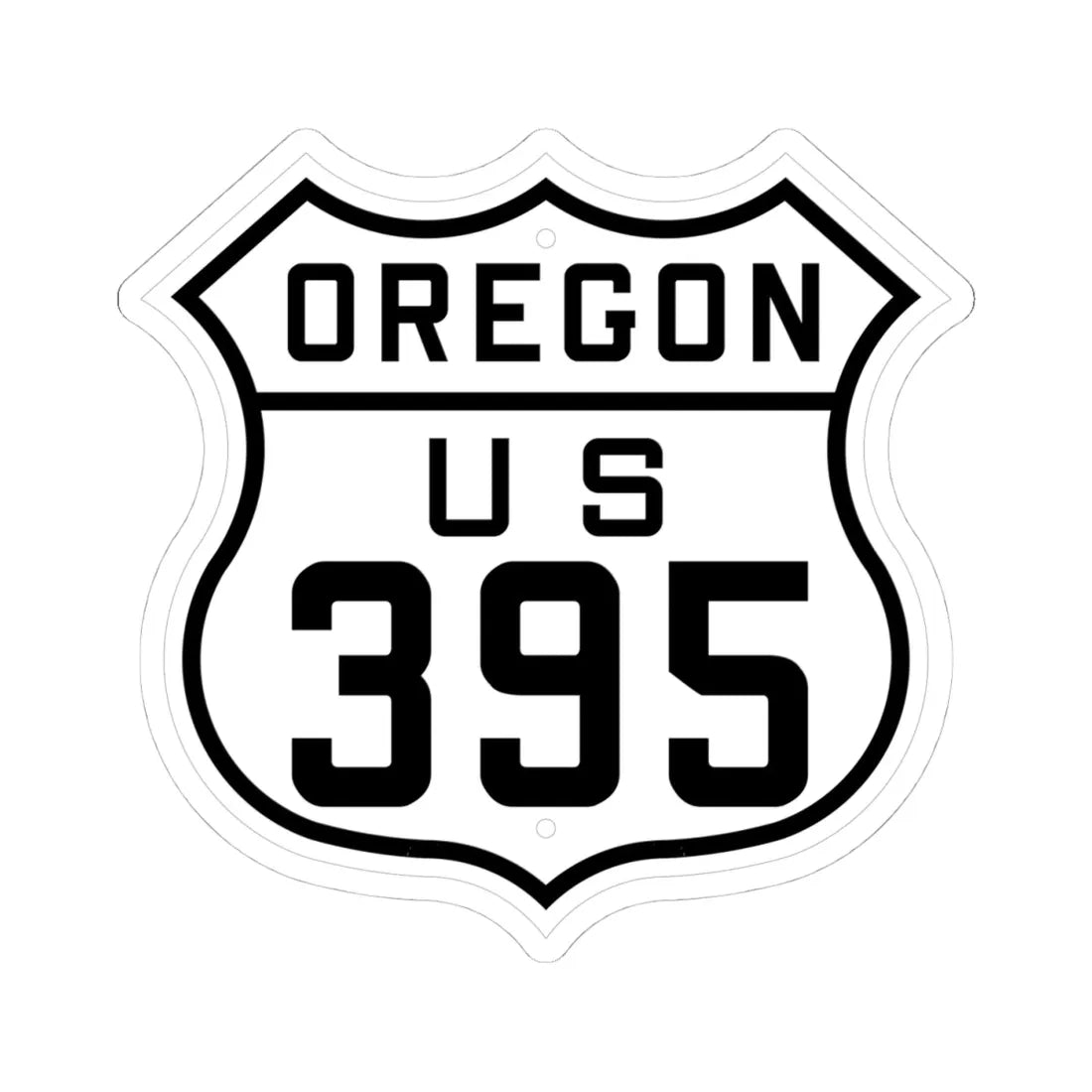 US 395 Oregon 1926 (Oregon) (Road Sign) STICKER Vinyl Kiss-Cut Decal 4 Inch White - The Sticker Space