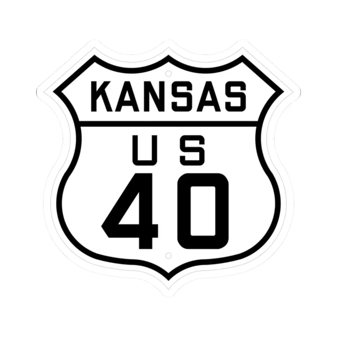 US 40 Kansas 1926 (Kansas) (Road Sign) STICKER Vinyl Kiss-Cut Decal 2 Inch White - The Sticker Space