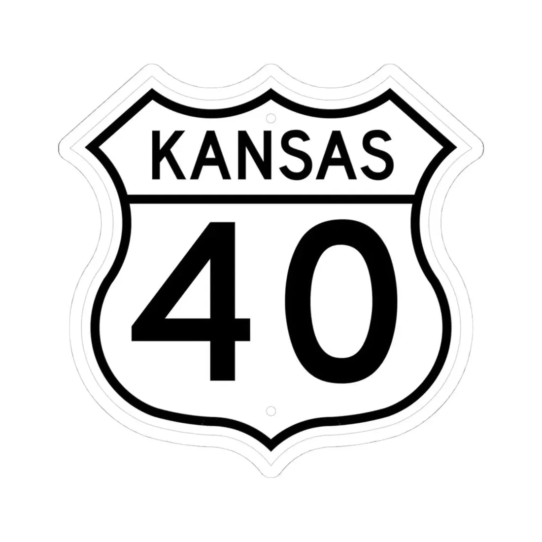 US 40 Kansas 1962 (Kansas) (Road Sign) STICKER Vinyl Kiss-Cut Decal 4 Inch White - The Sticker Space