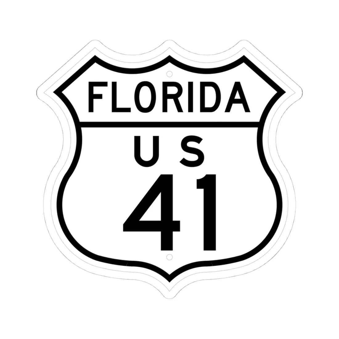 US 41 Florida 1948 (Florida) (Road Sign) STICKER Vinyl Kiss-Cut Decal 4 Inch White - The Sticker Space
