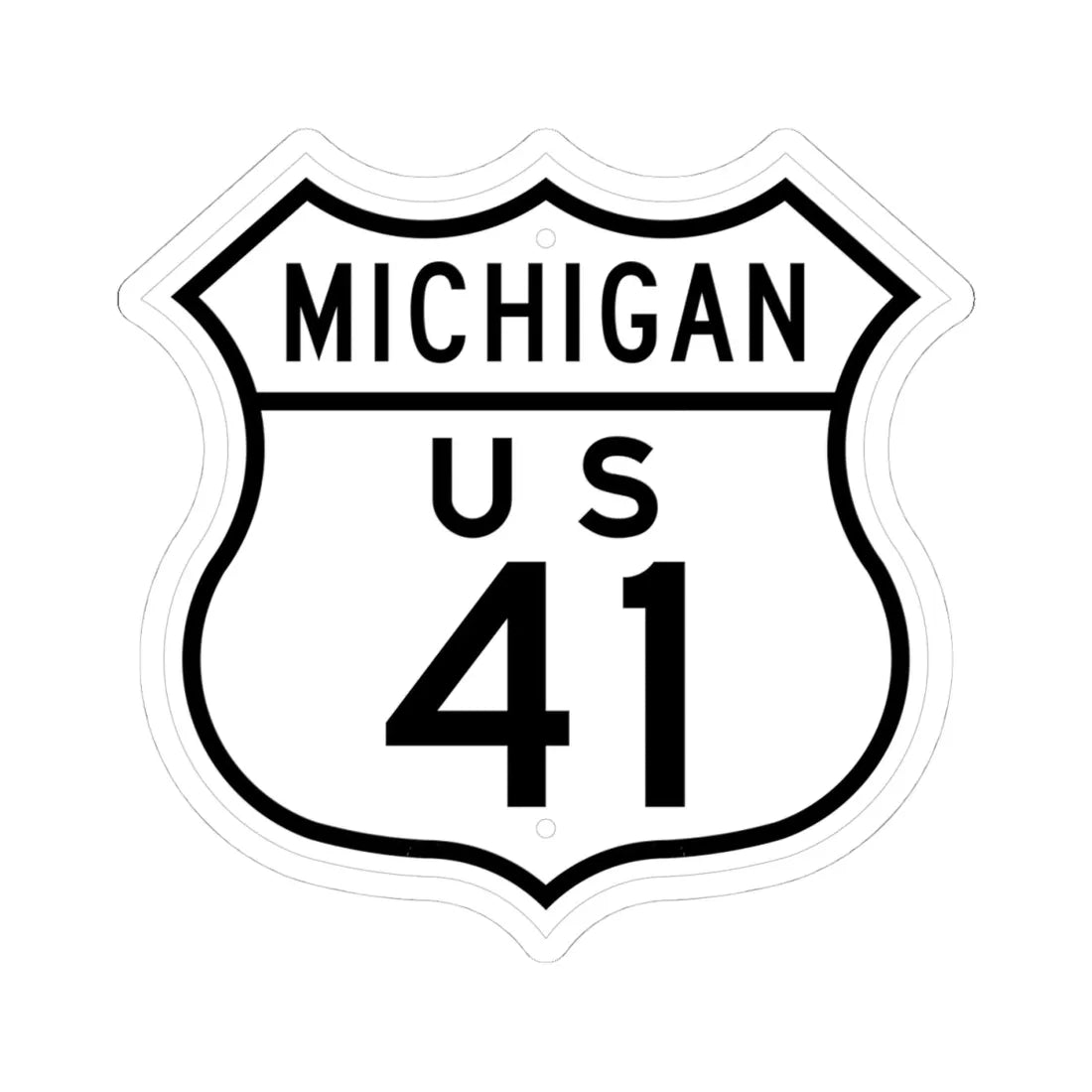 US 41 Michigan 1948 (Michigan) (Road Sign) STICKER Vinyl Kiss-Cut Decal 4 Inch White - The Sticker Space