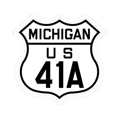 US 41A Michigan 1926 (Michigan) (Road Sign) STICKER Vinyl Kiss-Cut Decal 3 Inch White - The Sticker Space