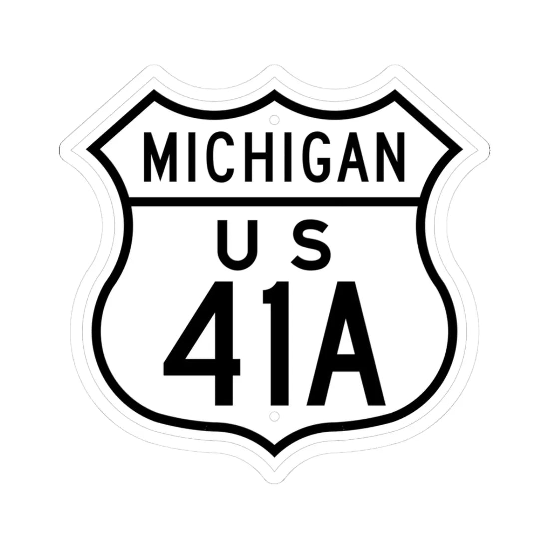 US 41A Michigan 1948 (Michigan) (Road Sign) STICKER Vinyl Kiss-Cut Decal 3 Inch White - The Sticker Space