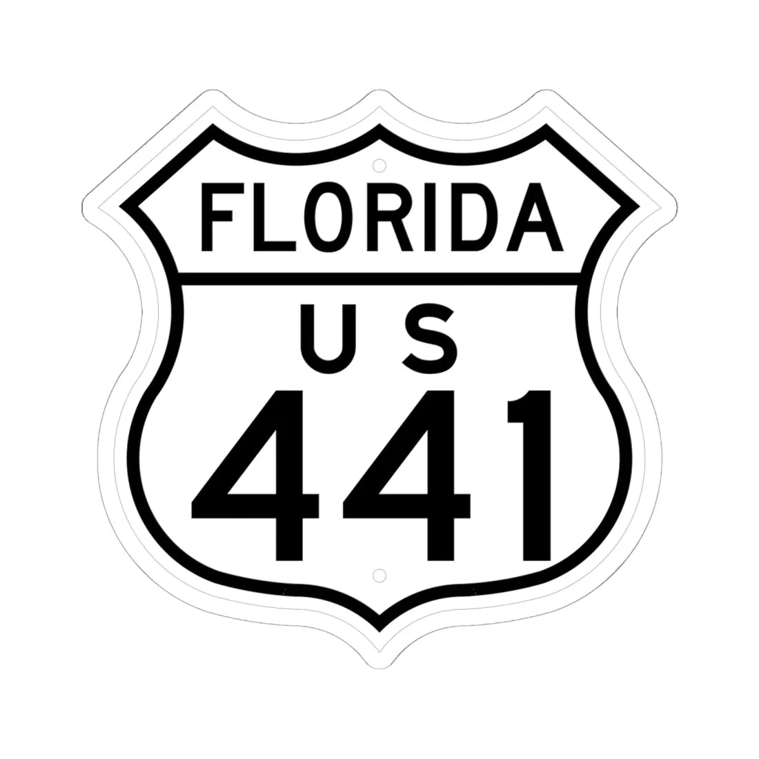 US 441 Florida 1948 (Florida) (Road Sign) STICKER Vinyl Kiss-Cut Decal 6 Inch White - The Sticker Space